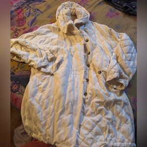 Free People Cream Quilted Trench Coat